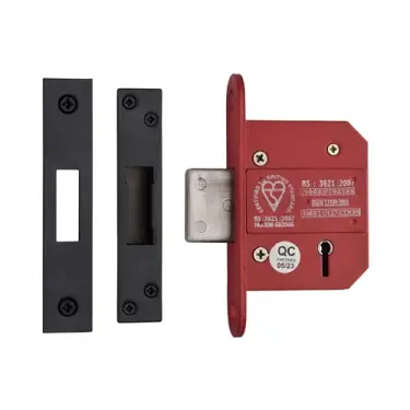 Click Here To Enlarge This Photo Of YKDLBS52N-BLK - M&period;Marcus York British Standard 5 Lever Deadlock 64mm &lpar;45mm backset&rpar;  - Matt Black Finish