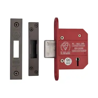 YKDLBS52N-MB - M&period;Marcus York British Standard 5 Lever Deadlock 64mm &lpar;45mm backset&rpar;  - Matt Bronze Finish
