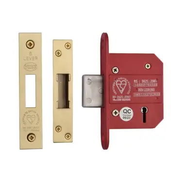 Click Here To Enlarge This Photo Of YKDLBS52N-SB - M&period;Marcus York British Standard 5 Lever Deadlock 64mm &lpar;45mm backset&rpar;  - Satin Brass Finish