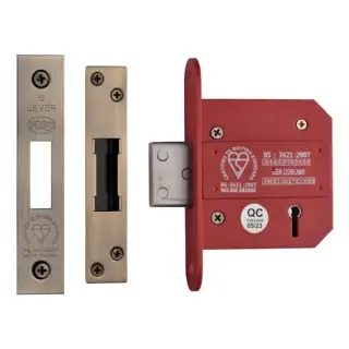 YKDLBS53N-AT - M&period;Marcus York British Standard 5 Lever Deadlock 76mm &lpar;57mm backset&rpar;  - Antique Brass Finish