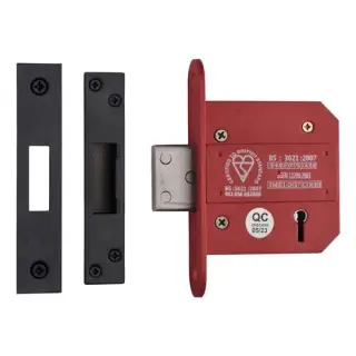 YKDLBS53N-BLK - M&period;Marcus York British Standard 5 Lever Deadlock 76mm &lpar;57mm backset&rpar;  - Matt Black Finish