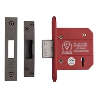 YKDLBS53N-MB - M&period;Marcus York British Standard 5 Lever Deadlock 76mm &lpar;57mm backset&rpar;  - Matt Bronze Finish