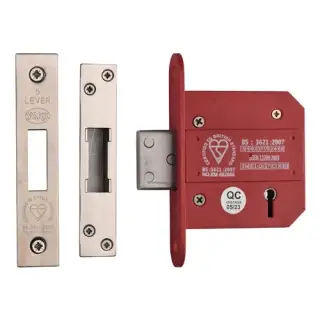YKDLBS53N-PC&PN - M&period;Marcus York British Standard 5 Lever Deadlock 76mm &lpar;57mm backset&rpar;  - Polished Chrome Finish