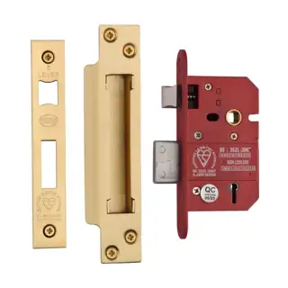 YKSLBS52N-SB - M&period;Marcus York British Standard 5 Lever Sashlock 64mm &lpar;45mm backset&rpar;  - Satin Brass Finish