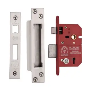 YKSLBS52N-SN&SC - M&period;Marcus York British Standard 5 Lever Sashlock 64mm &lpar;45mm backset&rpar; - Satin Chrome Finish