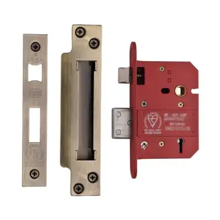 YKSLBS53N-AT - M&period;Marcus York British Standard 5 Lever Sashlock 76mm &lpar;57mm backset&rpar;  - Antique Brass Finish