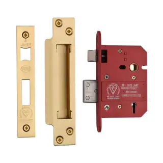 YKSLBS53N-SB - M&period;Marcus York British Standard 5 Lever Sashlock 76mm &lpar;57mm backset&rpar;  - Satin Brass Finish