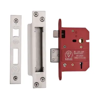 YKSLBS53N-SN&SC - M&period;Marcus York British Standard 5 Lever Sashlock 76mm &lpar;57mm backset&rpar; - Satin Chrome Finish