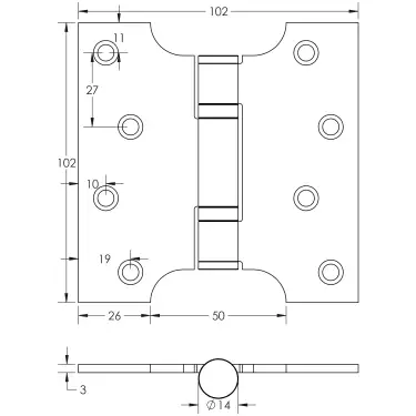 Click Here To Enlarge This Photo Of J9449AB Frelan Hardware Jedo Parliament Ball Bearing Hinges 102mm x 102mm x 3mm Antique Brass &lpar;G201 Stainless Steel&rpar;