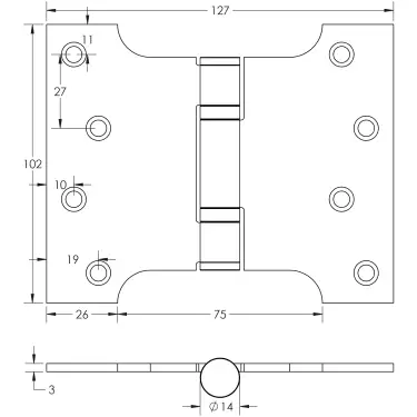 Click Here To Enlarge This Photo Of J9459AB Frelan Hardware Jedo Parliament Ball Bearing Hinges 102mm x 127mm x 3mm Antique Brass &lpar;G201 Stainless Steel&rpar;