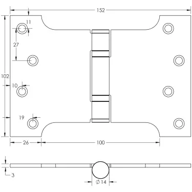 Click Here To Enlarge This Photo Of J9469SB Frelan Hardware Jedo Parliament Ball Bearing Hinges 102mm x 152mm x 3mm Satin Brass &lpar;G201 Stainless Steel&rpar;