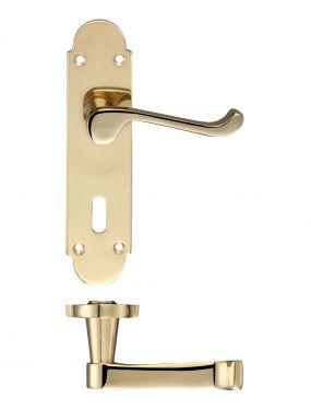 Click Here To Enlarge This Photo Of FB011 - Zoo Hardware Fulton & Bray 'Oxford' Lever Lock &lpar;57mm c&sol;c&rpar; Handles on Backplate &lpar;170 x 42mm&rpar; Polished Brass