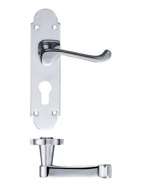 Click Here To Enlarge This Photo Of FB011EPCP - Zoo Hardware Fulton & Bray 'Oxford' Lever Euro Profile Lock &lpar;47&period;5mm c&sol;c&rpar; Handles on Backplate &lpar;170 x 42mm&rpar; Polished Chrome