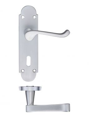 Click Here To Enlarge This Photo Of FB011SC - Zoo Hardware Fulton & Bray 'Oxford' Lever Lock &lpar;57mm c&sol;c&rpar; Handles on Backplate &lpar;170 x 42mm&rpar; Satin Chrome