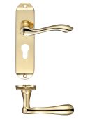 FB021EP - Zoo Hardware Fulton & Bray 'Arundel' Lever Euro Profile Lock &lpar;47&period;5mm c&sol;c&rpar; Handles on Short Backplate &lpar;175 x 42mm&rpar; Polished Brass
