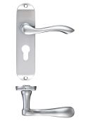 FB021EPSC - Zoo Hardware Fulton & Bray 'Arundel' Lever Euro Profile Lock &lpar;47&period;5mm c&sol;c&rpar; Handles on Short Backplate &lpar;175 x 42mm&rpar; Satin Chrome
