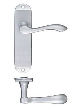 Click Here To Enlarge This Photo Of FB022SC - Zoo Hardware Fulton & Bray 'Arundel' Lever Latch Handles on Short Backplate &lpar;175 x 42mm&rpar; Satin Chrome