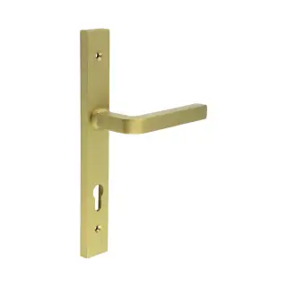 CR-104G4SB Frelan Hardware CRES 92mm Multi Point Backplate Door Handle &lpar;215mm c&sol;c&rpar; Satin Brass &lpar;SS316&rpar;