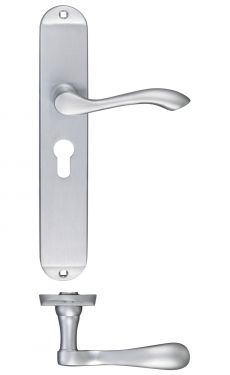 Click Here To Enlarge This Photo Of FB031EPSC - Zoo Hardware Fulton & Bray 'Arundel' Lever Euro Profile Lock &lpar;47&period;5mm c&sol;c&rpar; Handles on Long Backplate &lpar;245 x 42mm&rpar; Satin Chrome