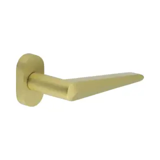 CR-107C4SB Frelan Hardware CRES Multi Point Oval Rose Door Handle Satin Brass &lpar;SS316&rpar;
