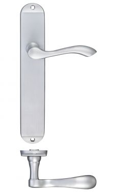 Click Here To Enlarge This Photo Of FB032SC - Zoo Hardware Fulton & Bray 'Arundel' Lever Latch Handles on Long Backplate &lpar;245 x 42mm&rpar; Satin Chrome