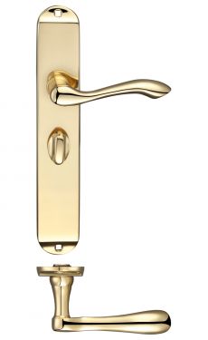 Click Here To Enlarge This Photo Of FB033 - Zoo Hardware Fulton & Bray 'Arundel' Lever Bathroom &lpar;57mm c&sol;c&rpar; Handles on Long Backplate &lpar;245 x 42mm&rpar; Polished Brass