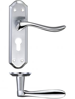 Click Here To Enlarge This Photo Of FB041EPSCCP - Zoo Hardware Fulton & Bray 'Lincoln' Lever Euro Profile Lock &lpar;47&period;5mm c&sol;c&rpar; Handles &lpar;180 x 48mm&rpar; Satin&sol;Polished Chrome