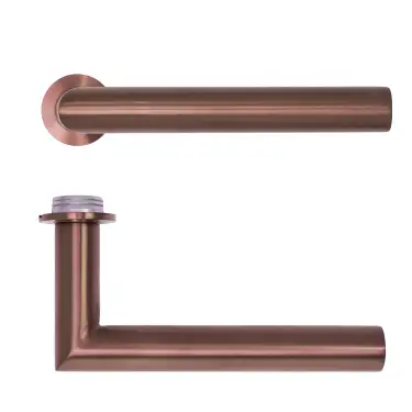 Click Here To Enlarge This Photo Of RT010-MINI-PVDBZ - Zoo Hardware Rosso Tecnica 'Lugano' Lever on Round Mini Rose - PVD Satin Bronze