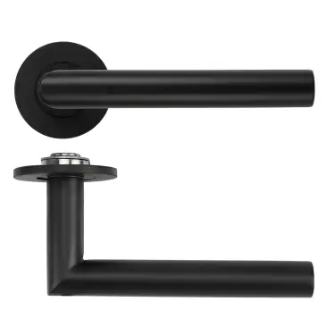Click Here To Enlarge This Photo Of RT010-SLIM-PCB - Zoo Hardware Rosso Tecnica 'Lugano' Lever on 4mm Round Slim Rose &lpar;Sprung&rpar; - Powder Coat Black