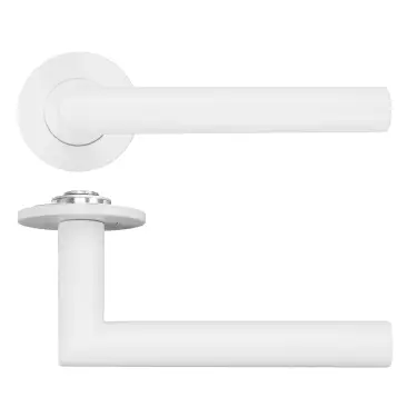 Click Here To Enlarge This Photo Of RT010-SLIM-PCW - Zoo Hardware Rosso Tecnica 'Lugano' Lever on 4mm Round Slim Rose &lpar;Sprung&rpar; - Powder Coat White