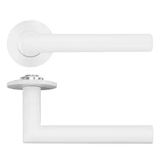 RT010-SLIM-PCW - Zoo Hardware Rosso Tecnica 'Lugano' Lever on 4mm Round Slim Rose &lpar;Sprung&rpar; - Powder Coat White
