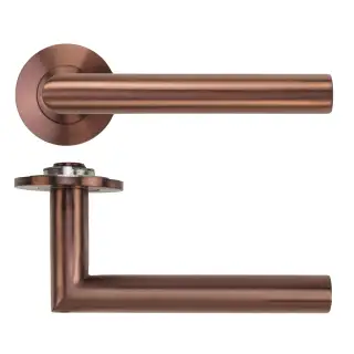RT010-SLIM-PVDBZ - Zoo Hardware Rosso Tecnica 'Lugano' Lever on 4mm Round Slim Rose &lpar;Sprung&rpar; - PVD Satin Bronze