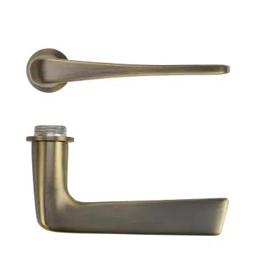 Click Here To Enlarge This Photo Of RT020-MINI-AB - Zoo Hardware Rosso Tecnica 'Como' Lever on Round Mini Rose - Antique Brass