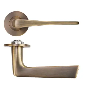 Click Here To Enlarge This Photo Of RT020-SLIM-AB - Zoo Hardware Rosso Tecnica 'Como' Lever on 4mm Round Slim Rose &lpar;Sprung&rpar; - Antique Brass