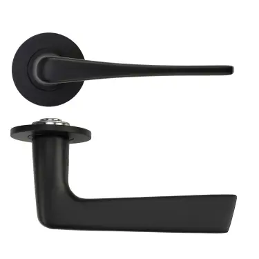 Click Here To Enlarge This Photo Of RT020-SLIM-PCB - Zoo Hardware Rosso Tecnica 'Como' Lever on 4mm Round Slim Rose &lpar;Sprung&rpar; - Powder Coat Black
