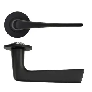 RT020-SLIM-PCB - Zoo Hardware Rosso Tecnica 'Como' Lever on 4mm Round Slim Rose &lpar;Sprung&rpar; - Powder Coat Black