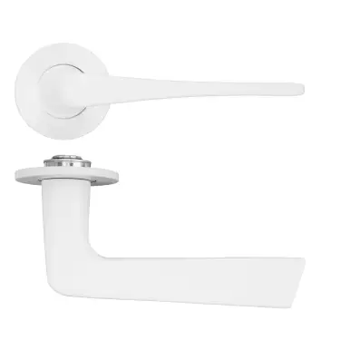 Click Here To Enlarge This Photo Of RT020-SLIM-PCW - Zoo Hardware Rosso Tecnica 'Como' Lever on 4mm Round Slim Rose &lpar;Sprung&rpar; - Powder Coat White