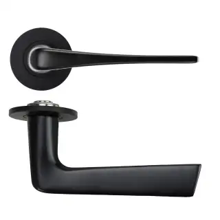 RT020-SLIM-PVDBLK - Zoo Hardware Rosso Tecnica 'Como' Lever on 4mm Round Slim Rose &lpar;Sprung&rpar; - PVD Black
