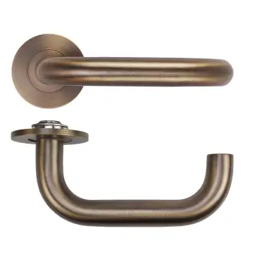 Click Here To Enlarge This Photo Of RT030-SLIM-AB - Zoo Hardware Rosso Tecnica 'Maggiore' Lever on 4mm Round Slim Rose &lpar;Sprung&rpar; - Antique Brass