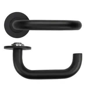 RT030-SLIM-PCB - Zoo Hardware Rosso Tecnica 'Maggiore' Lever on 4mm Round Slim Rose &lpar;Sprung&rpar; - Powder Coat Black
