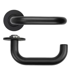 RT030-SLIM-PVDBLK - Zoo Hardware Rosso Tecnica 'Maggiore' Lever on 4mm Round Slim Rose &lpar;Sprung&rpar; - PVD Black