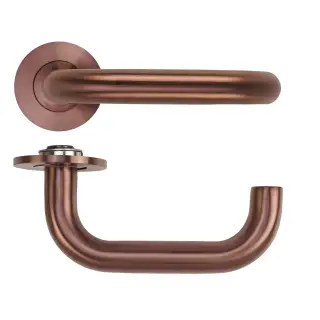 RT030-SLIM-PVDBZ - Zoo Hardware Rosso Tecnica 'Maggiore' Lever on 4mm Round Slim Rose &lpar;Sprung&rpar; - PVD Satin Bronze