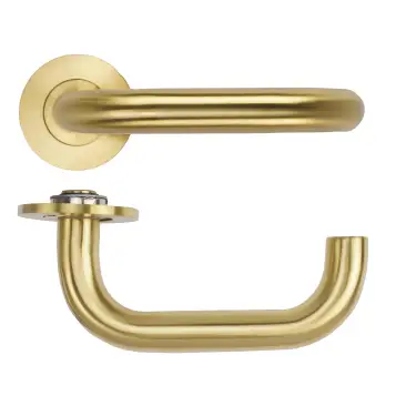 Click Here To Enlarge This Photo Of RT030-SLIM-PVDSB - Zoo Hardware Rosso Tecnica 'Maggiore' Lever on 4mm Round Slim Rose &lpar;Sprung&rpar; - PVD Satin Brass