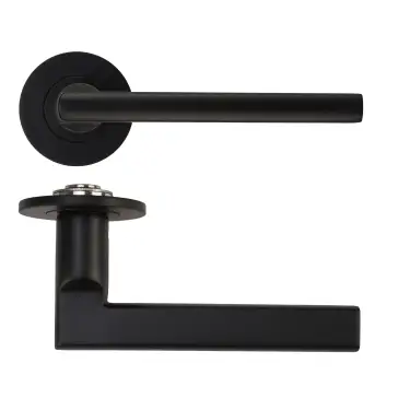 Click Here To Enlarge This Photo Of RT040-SLIM-PCB - Zoo Hardware Rosso Tecnica 'Varese' Lever on 4mm Round Slim Rose &lpar;Sprung&rpar; - Powder Coat Black