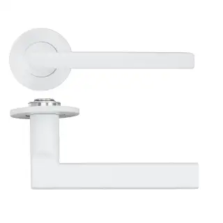 RT040-SLIM-PCW - Zoo Hardware Rosso Tecnica 'Varese' Lever on 4mm Round Slim Rose &lpar;Sprung&rpar; - Powder Coat White