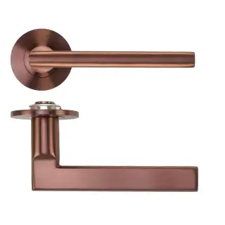 RT040-SLIM-PVDBZ - Zoo Hardware Rosso Tecnica 'Varese' Lever on 4mm Round Slim Rose &lpar;Sprung&rpar; - PVD Satin Bronze