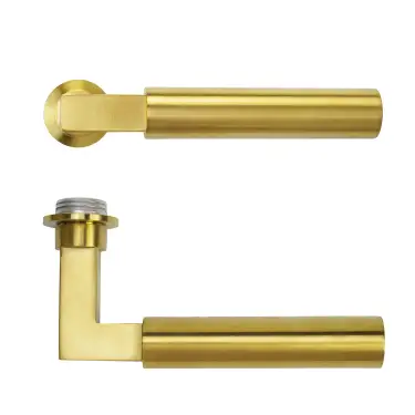Click Here To Enlarge This Photo Of RT050-MINI-PVDSB - Zoo Hardware Rosso Tecnica 'Garda' Lever on Round Mini Rose - PVD Satin Brass