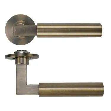 Click Here To Enlarge This Photo Of RT050-SLIM-AB - Zoo Hardware Rosso Tecnica 'Garda' Lever on 4mm Round Slim Rose &lpar;Sprung&rpar; - Antique Brass