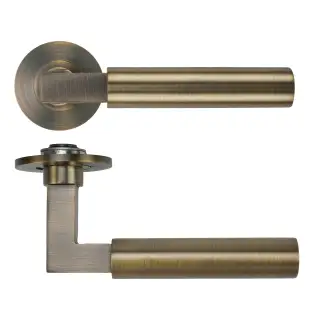 RT050-SLIM-AB - Zoo Hardware Rosso Tecnica 'Garda' Lever on 4mm Round Slim Rose &lpar;Sprung&rpar; - Antique Brass