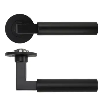 Click Here To Enlarge This Photo Of RT050-SLIM-PCB - Zoo Hardware Rosso Tecnica 'Garda' Lever on 4mm Round Slim Rose &lpar;Sprung&rpar; - Powder Coat Black